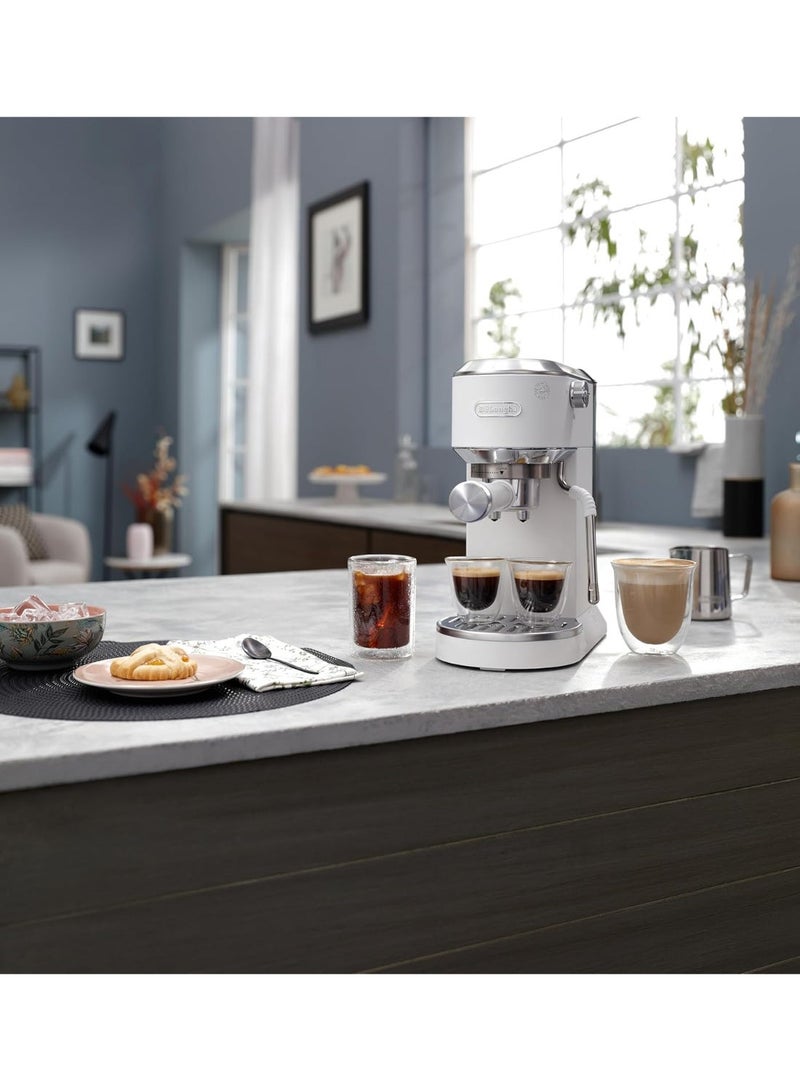 De'Longhi  - EC890.wh Barista Duo Dedica Coffee Machine with Pump, Espresso & Cold Brew – Manual Machine with Latte Art Steam Bar – Touchscreen – 1450W – white – EC890.PI 1 L 1450 W EC890.wh white - Image 3