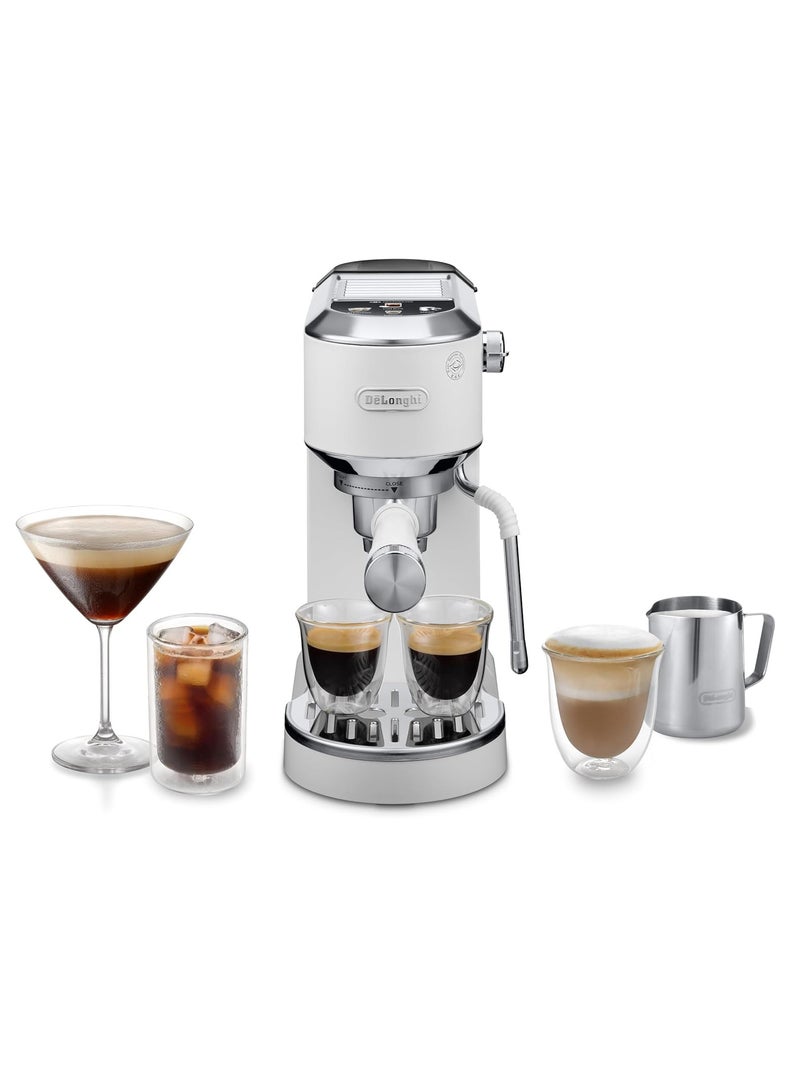 De'Longhi  - EC890.wh Barista Duo Dedica Coffee Machine with Pump, Espresso & Cold Brew – Manual Machine with Latte Art Steam Bar – Touchscreen – 1450W – white – EC890.PI 1 L 1450 W EC890.wh white - Image 1