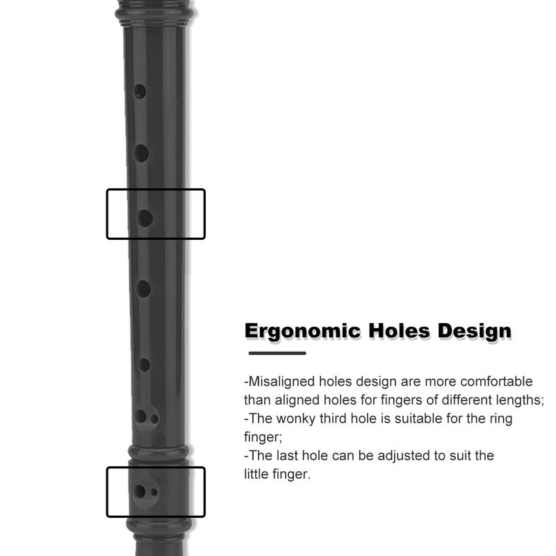ENGIEGEE SJOYS ENGIEGEE 8-Hole Soprano Descant Recorder Kids Music Flute with Cleaning Rod & Case Bag For School Student Home Entertainment Black - Image 5