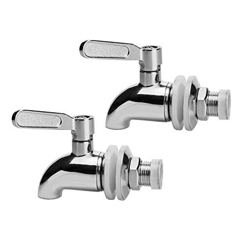 PUSCRIENO Replacement Spigot for Beverage Dispenser, Stainless Steel Spigot for Drink Dispenser, ​Water Dispenser Faucet, Food Grade, with Anti-Clogging Cap (2PACK) - Image 1
