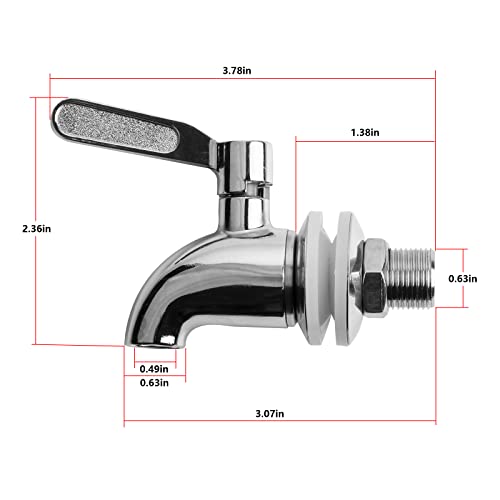 PUSCRIENO Replacement Spigot for Beverage Dispenser, Stainless Steel Spigot for Drink Dispenser, ​Water Dispenser Faucet, Food Grade, with Anti-Clogging Cap (2PACK) - Image 2