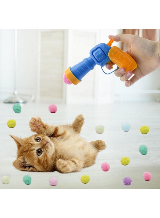 Andiker Cat Toy Balls Set, 30pcs Plush Cat Pom Pom Balls & a Plastic Cat Fetch Toy Launcher Set for Cat Catch and Fetch Interactive Cat Toy with Colorful Cat Balls for Indoor Cat (30 balls+1 launcher) - Image 5