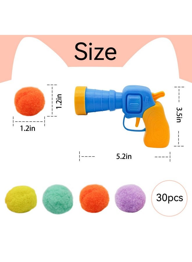 Andiker Cat Toy Balls Set, 30pcs Plush Cat Pom Pom Balls & a Plastic Cat Fetch Toy Launcher Set for Cat Catch and Fetch Interactive Cat Toy with Colorful Cat Balls for Indoor Cat (30 balls+1 launcher) - Image 2
