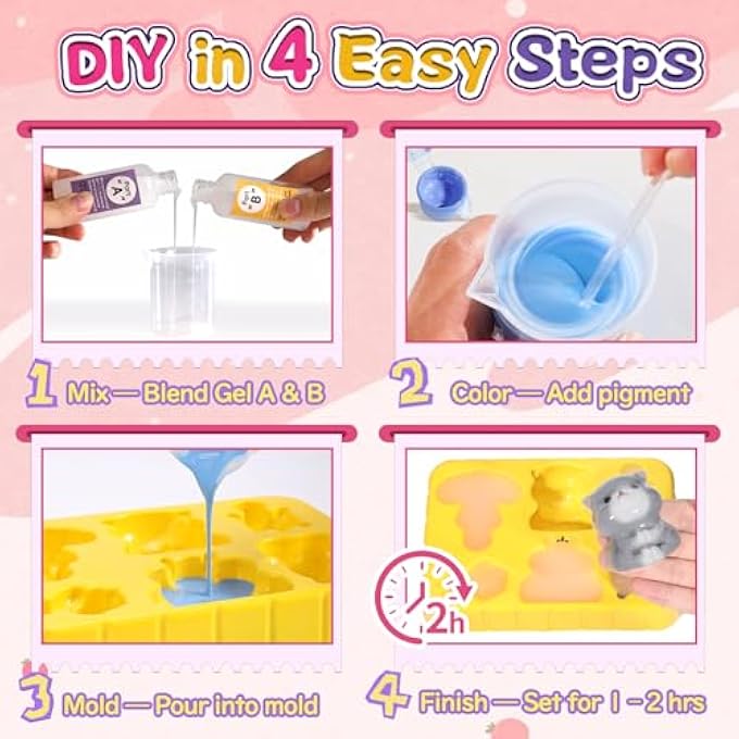 Crelloci Taba Squishy Kit, Fast Cure Liquid Silicone Squishy Maker with Animal Molds - Image 2