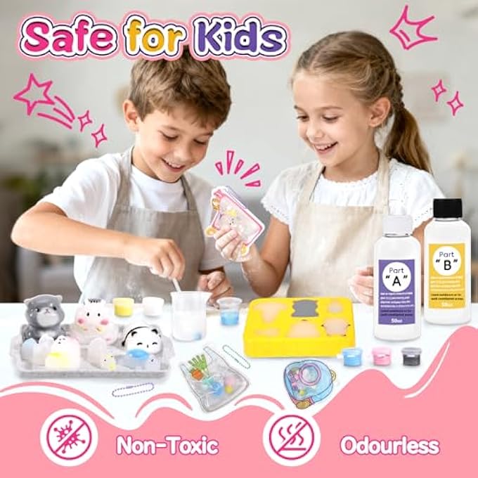 Crelloci Taba Squishy Kit, Fast Cure Liquid Silicone Squishy Maker with Animal Molds - Image 5