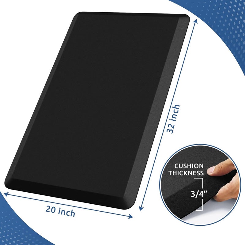 KitchenClouds Kitchen Mat Cushioned Anti Fatigue Rug 20"x32" Water Resistant, Non Slip, Standing and Comfort Desk/Floor Mats for House Sink Office (Black,0.8inch) - Image 2