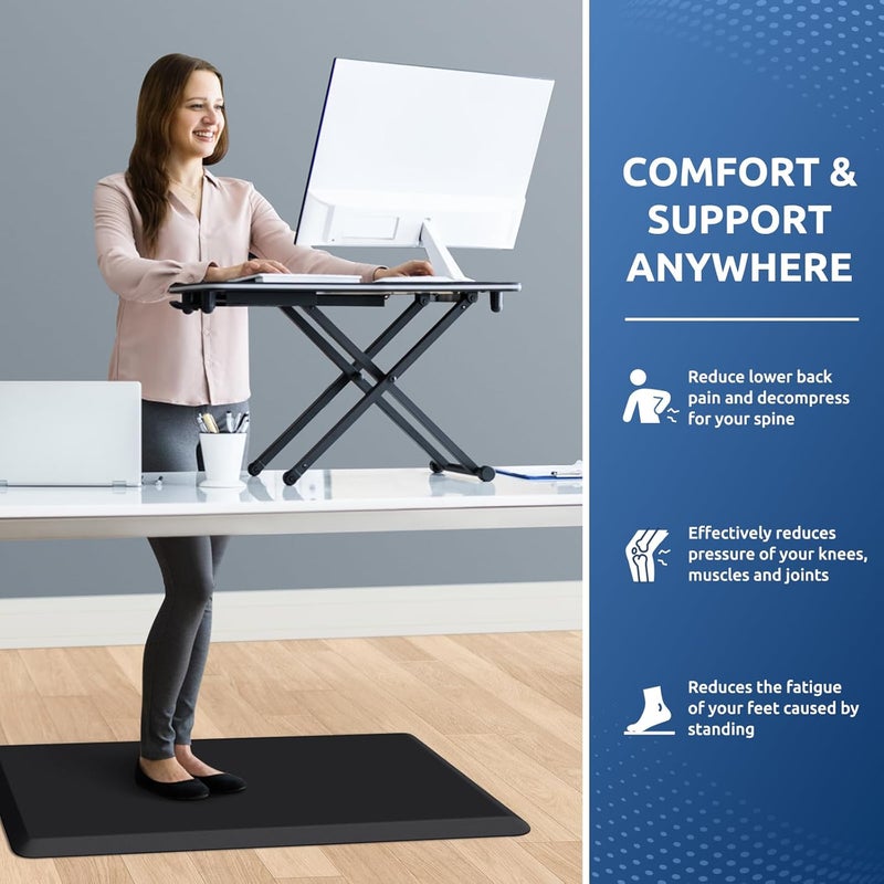 KitchenClouds Kitchen Mat Cushioned Anti Fatigue Rug 20"x32" Water Resistant, Non Slip, Standing and Comfort Desk/Floor Mats for House Sink Office (Black,0.8inch) - Image 4