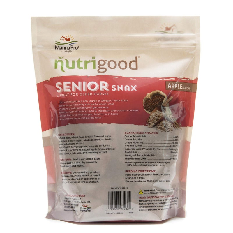 Manna Pro NutriGood Senior Snax Horse Treats - Apple Flavor Baked Easy-Chew Equine Snack with Glucosamine, Omega-3 & Biotin for Joint, Hoof & Coat Support (Senior Horses) - 2 lb Bag - Image 5