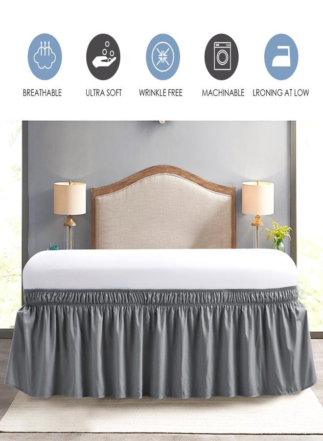 FreshCulture Twin Bed Skirt, Elastic Wrap Around Bed Skirt Twin Bed, Easy Fit with 15-Inch Tailored Drop, Hotel Quality Bed Skirts for Adjustable Bed (Dark Grey) - Image 5
