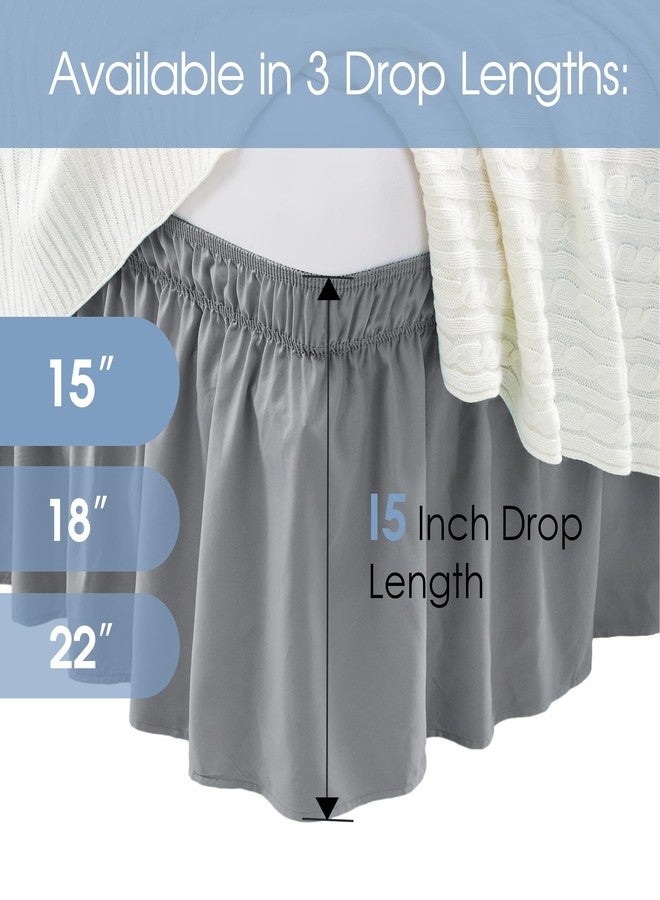 FreshCulture Twin Bed Skirt, Elastic Wrap Around Bed Skirt Twin Bed, Easy Fit with 15-Inch Tailored Drop, Hotel Quality Bed Skirts for Adjustable Bed (Dark Grey) - Image 3