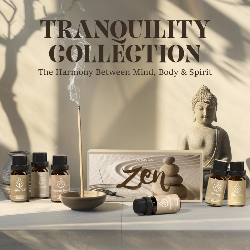 ARVIDSSON Zen Essential Oils Set, Nautal Tranquil Essential Oil for Diffusers for Home - Zen Garden, Lavender Dream, Serene Spa, Citrus Mint, Tranquil Wood, Herbal Chill, Gift for Women - Image 2