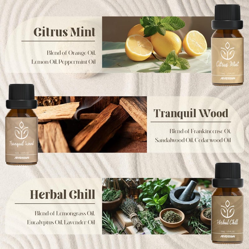 ARVIDSSON Zen Essential Oils Set, Nautal Tranquil Essential Oil for Diffusers for Home - Zen Garden, Lavender Dream, Serene Spa, Citrus Mint, Tranquil Wood, Herbal Chill, Gift for Women - Image 4