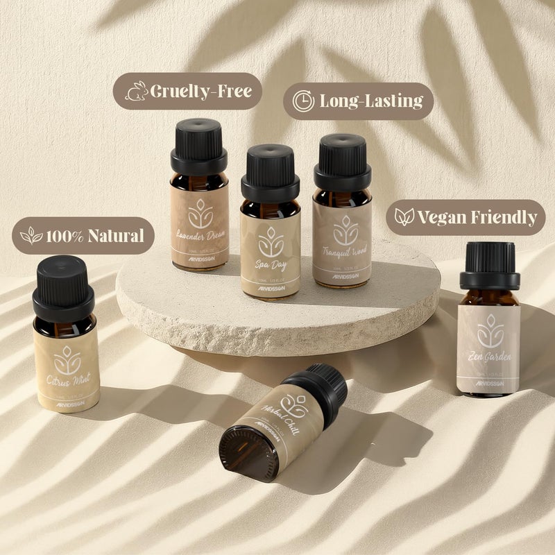ARVIDSSON Zen Essential Oils Set, Nautal Tranquil Essential Oil for Diffusers for Home - Zen Garden, Lavender Dream, Serene Spa, Citrus Mint, Tranquil Wood, Herbal Chill, Gift for Women - Image 5