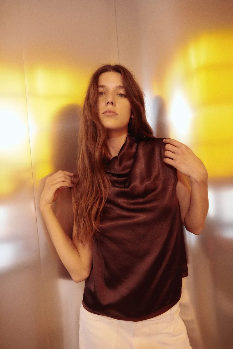 H&M Cowl-neck satin top