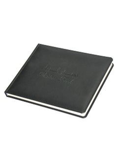 FIS Executive Visitor Book, Italian PU Cover with Sewing, Ivory Paper, 100 gsm, Round Corners, Arabic and English, 120 Sheets, Size: 200 x 250 mm, Black Colour - FSCLEXVI01A  - Image 1