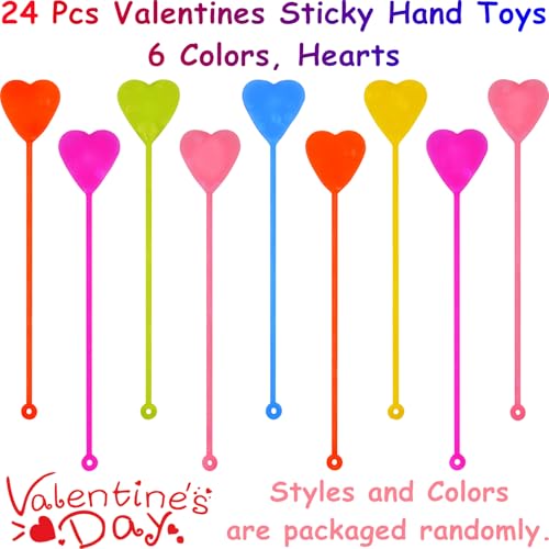 Howzcci 48 PCS Valentines Party Favors Toys 24 PCS Sticky Hands Toy with 24 PCS Mini Coil Springs Toys for Kids Girls Boys School Class Classroom Valentines Day Gifts Prizes Party Favors - Image 5