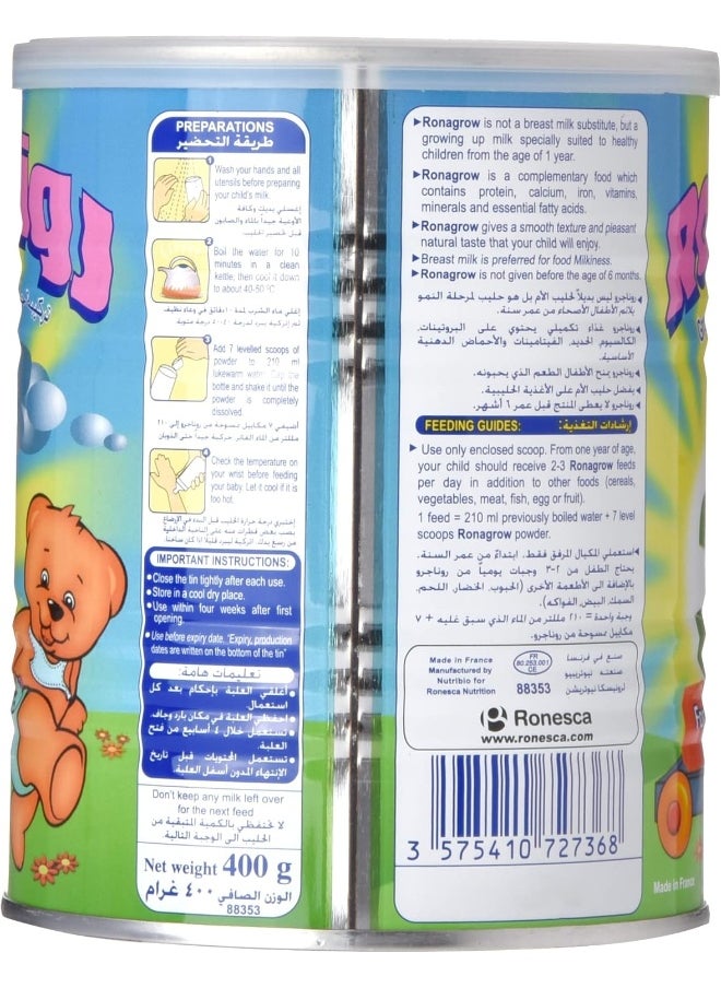 RONAGROW Ronagrow Growing Up Iron Milk Formula 3, 400g - Pack of 1  - Image 2