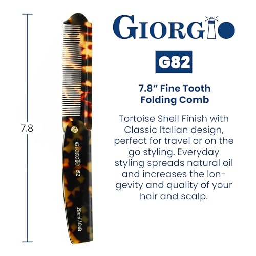 Giorgio G82 Fine Tooth Folding Pocket Comb for Men, for Everyday Grooming Styling Hair, Beard or Mustache, Use Dry or with Balms, Handmade, Saw Cut Hand Polished - Image 2