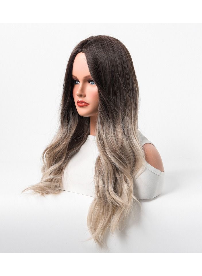 Estelle Wig Female Long Curly Hair Big Wave Medium Long Full Headgear Ash Brown 2 - Image 3