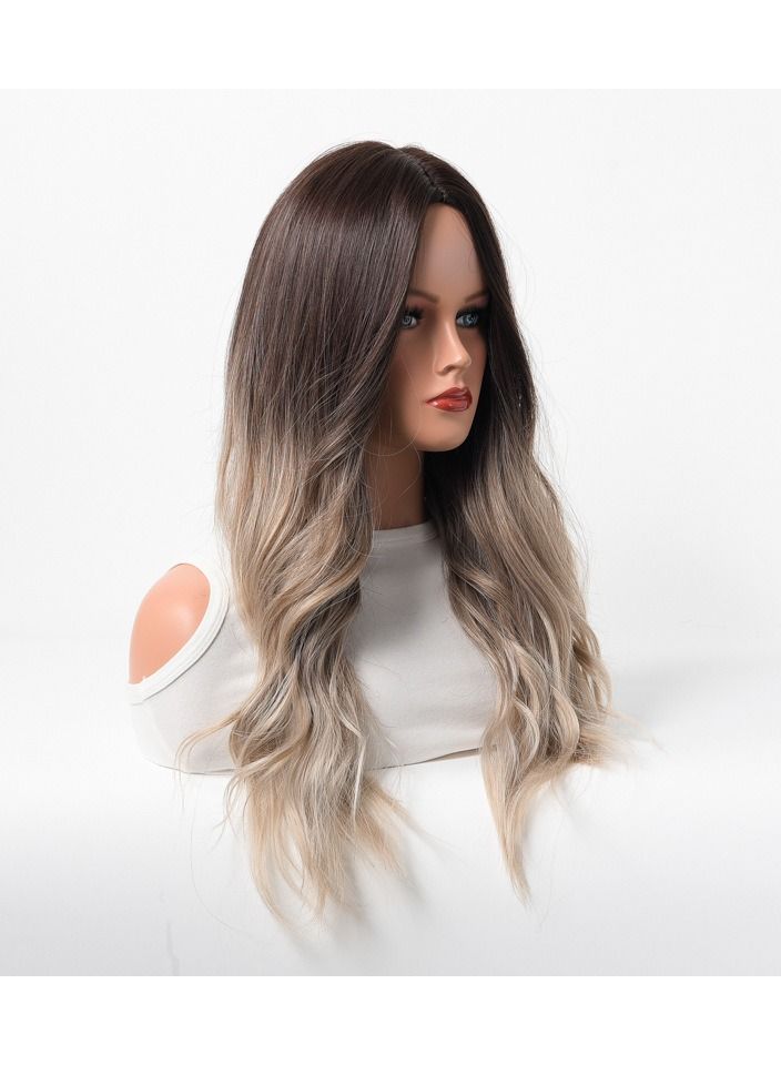 Estelle Wig Female Long Curly Hair Big Wave Medium Long Full Headgear Ash Brown 2 - Image 2