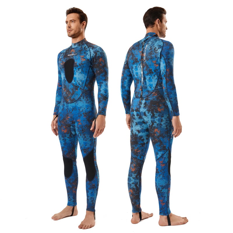 Seaskin Spearfishing Wetsuit for Mens 15mm Neoprene Camo Full Body Diving Suits for Snorkeling Swimming 3mm XXLarge