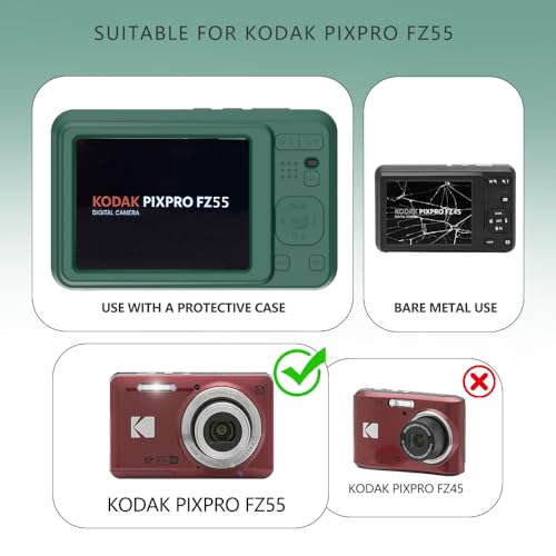 Tedubax Case for Kodak PIXPRO FZ55,FZ55 accessories,Soft Silicone Protective Case,Comes with 2 Screen Protectors and 1 Wrist Strap - Dark green - Image 2