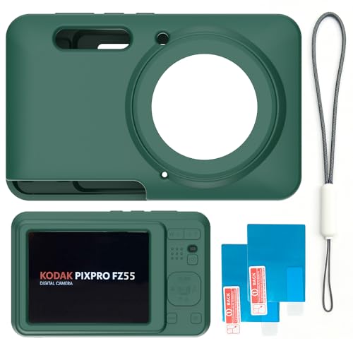 Tedubax Case for Kodak PIXPRO FZ55,FZ55 accessories,Soft Silicone Protective Case,Comes with 2 Screen Protectors and 1 Wrist Strap - Dark green - Image 5