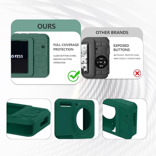 Tedubax Case for Kodak PIXPRO FZ55,FZ55 accessories,Soft Silicone Protective Case,Comes with 2 Screen Protectors and 1 Wrist Strap - Dark green - Image 4