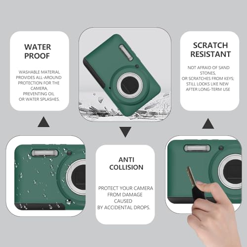 Tedubax Case for Kodak PIXPRO FZ55,FZ55 accessories,Soft Silicone Protective Case,Comes with 2 Screen Protectors and 1 Wrist Strap - Dark green - Image 3