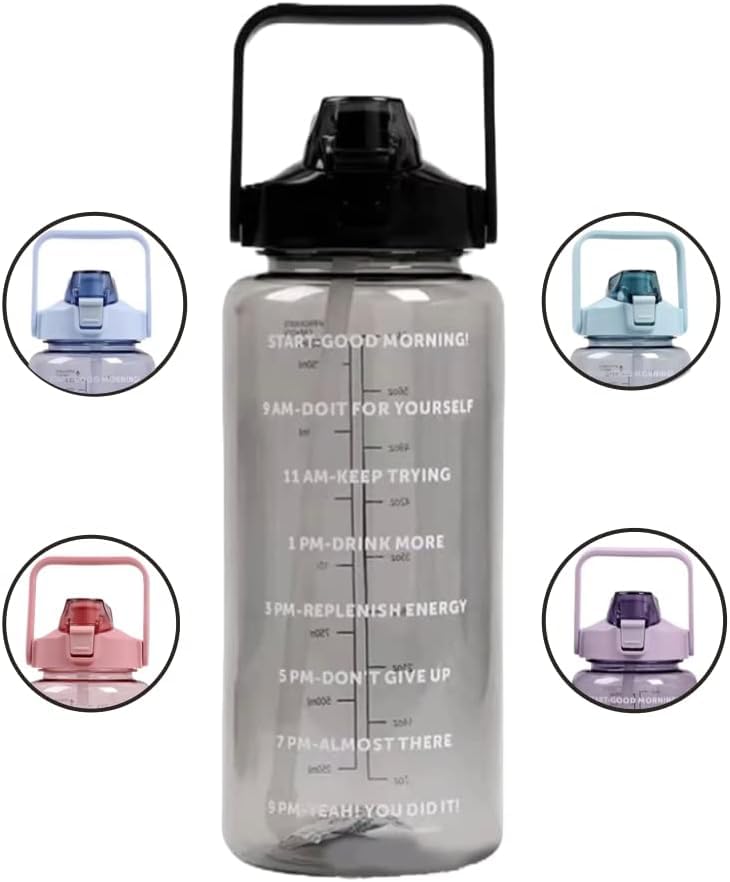 HVG TRADERS Transparent Motivational Water Bottles with Time Marker GYM Big Water Bottle with Straw Handle Leakproof BPA Free Fitness Sports bottle Transparent water bottle01 - Image 5