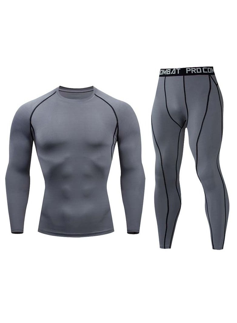 Generic Sports Fitness Long Sleeves Compression T-Shirt And Pants Set White  - Image 1