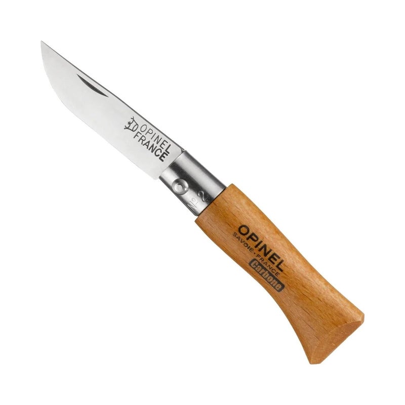 Opinel No. 02 Carbone - Carbon Steel Folding Pocket Knife, Beechwood Handle, Iconic Simple Design, Non-Locking, Made in France since 1890 - Image 5