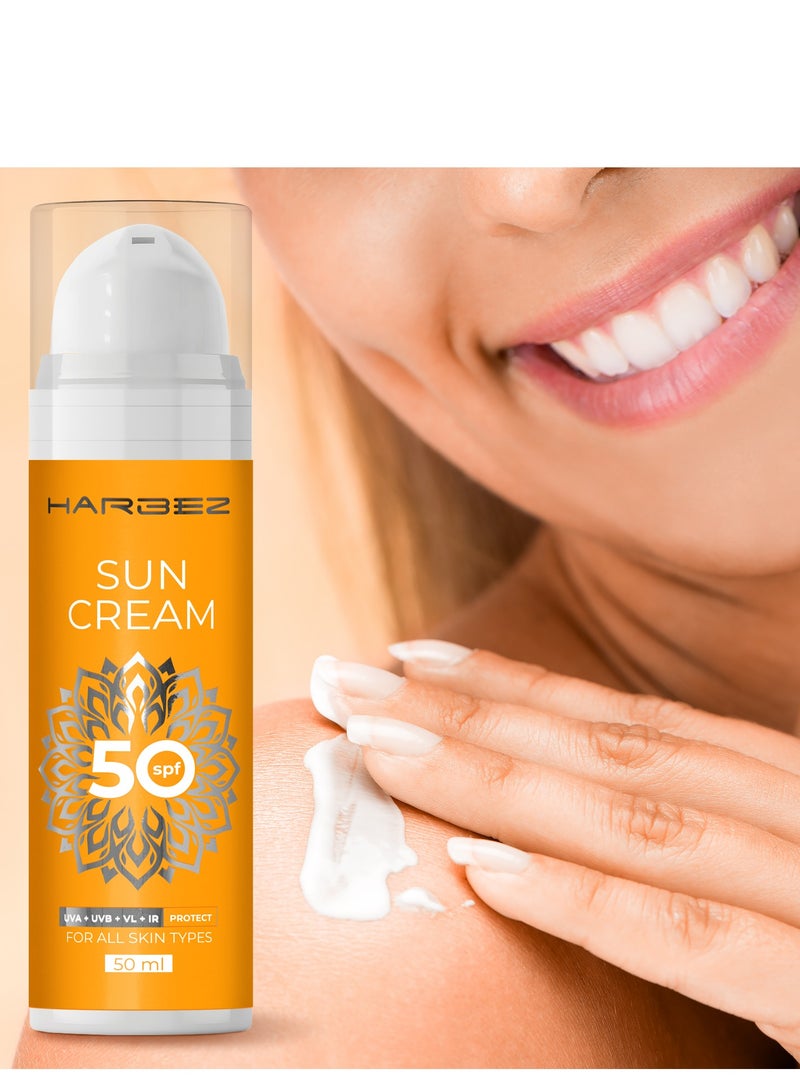 HARBEZ Sunscreen Spf 50, Sunscreen For Face, Sun Cream, Sunscreen Spray, Facial Skin Care Products, Spf Moisturizer Face, Mineral Sunscreen - Image 1