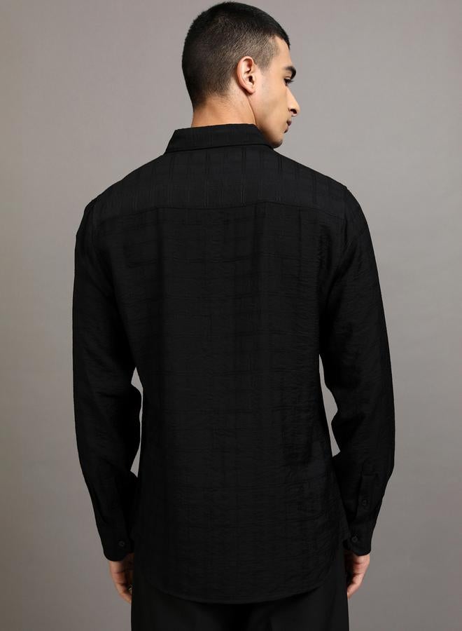 HIGHLANDER Solid Regular Fit Collared Shirt - Image 3