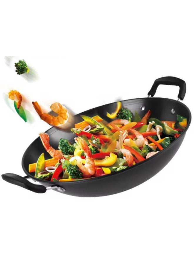 Granite wok with 2 handles 32 cm deep - Image 1