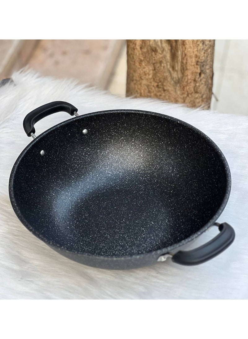 Granite wok with 2 handles 32 cm deep - Image 2