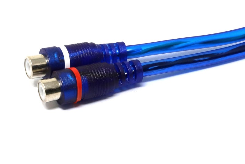 iexcell 2 Pcs 1 Male to 2 Female RCA Speaker Splitter Shielding Cable Adapter, Blue - Image 2