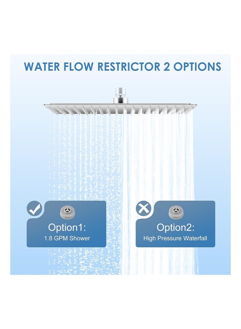 Aikanbo 16 inch Large Rain Shower Head，All Metal Stainless Steel，Full Body Rainfall Shower with 324 Silicone Nozzles，Waterfall Bathroom Square Showerheads，Ceiling Mounted (Silver) - Image 5