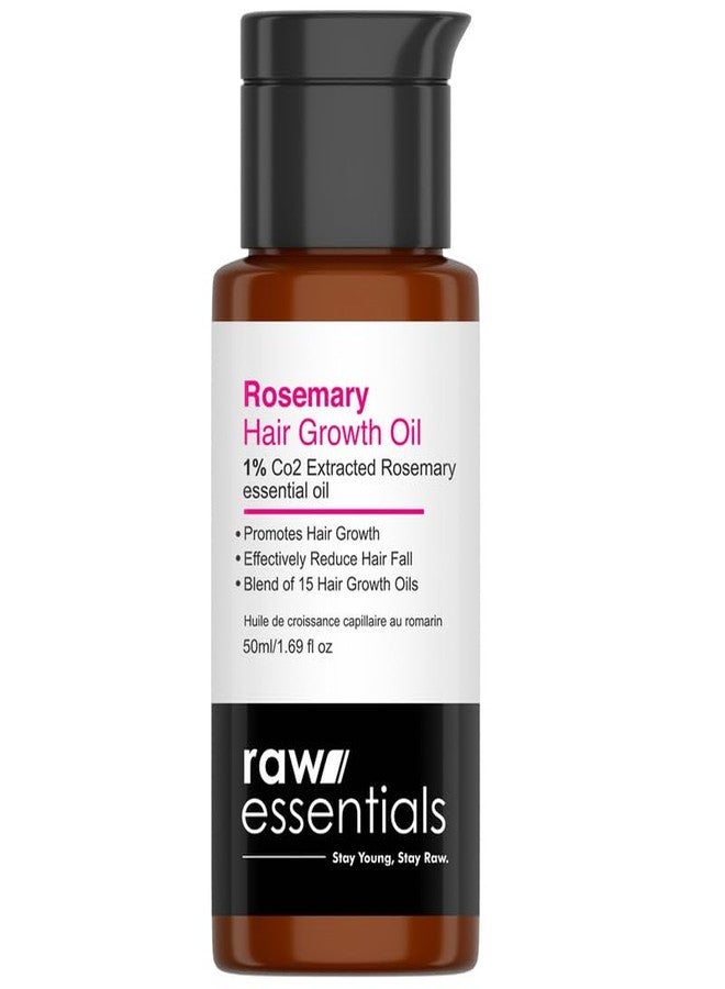Raw Essentials Rosemary Hair Oil 50ml, Highest Grade Natural Rosemary Oil for Hair Growth, Nourishes and Strengthen Hair & Scalp, Boost Volume, Shine & Thickness. - Image 1