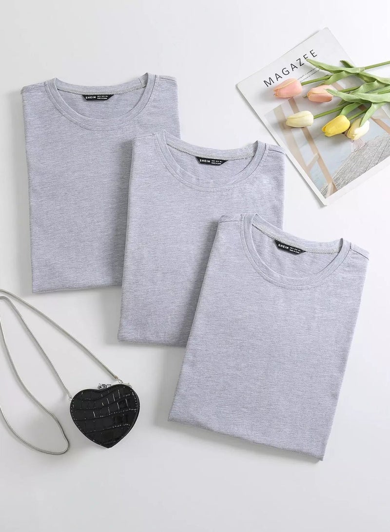 3pcs Solid Short Sleeve Tee  - Image 1