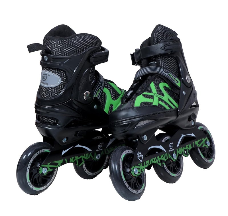 Lefan 100mm 3 Wheel Adjustable Inline Skates for Kids to Adults, Triskates for Children, Skating Shoes- Roller Skate Shoes, PU Speedy Wheels with ABEC-7 Bearings (Green, Large) - Image 4