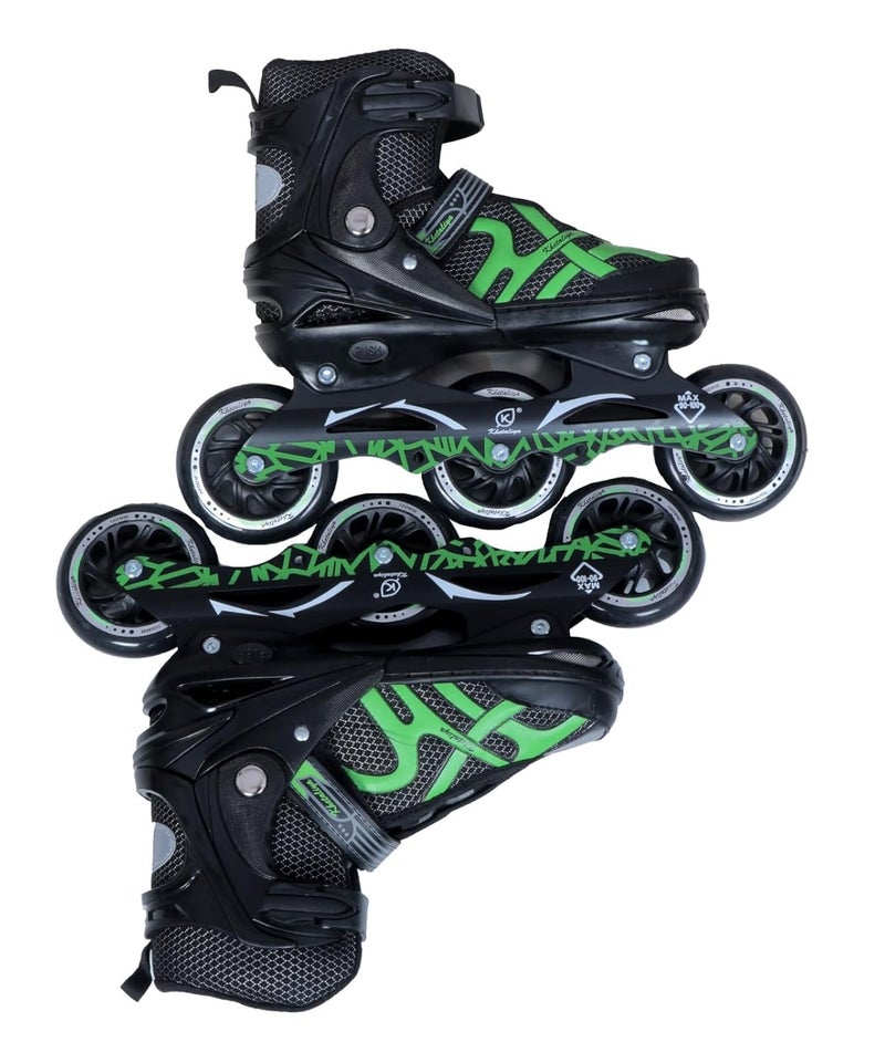Lefan 100mm 3 Wheel Adjustable Inline Skates for Kids to Adults, Triskates for Children, Skating Shoes- Roller Skate Shoes, PU Speedy Wheels with ABEC-7 Bearings (Green, Large) - Image 3