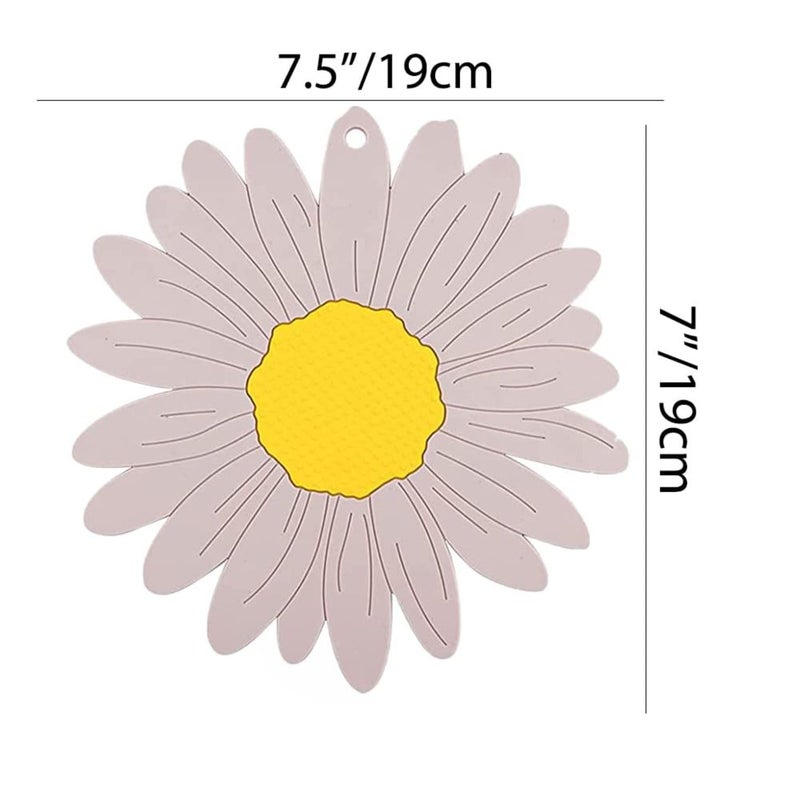 BENCI BENCI Anti-Hot Silicone Trivet Mat, 7.5 Inch Daisy Flower Shape Heat Resistant Anti Slip Place Mat for Hot Pots & Pans Holder, Kitchen Insulation Coaster Hot Pad for Dishes (Pink, Set of 4) - Image 2