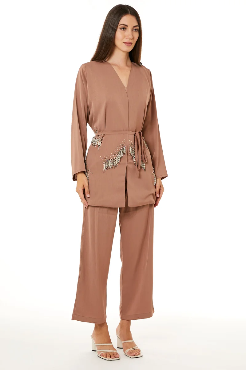 Moistreet Belted Top & Pant Set