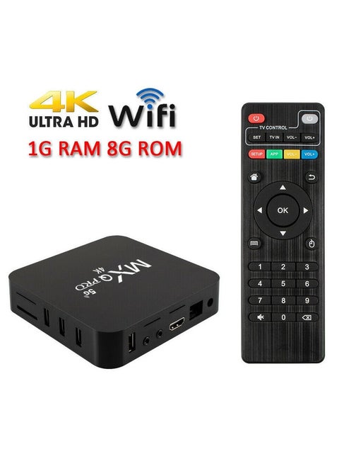 MXQ Pro 4K Android 10.0 Smart TV Box – Ultra HD 64Bit Media Player with 5G Dual-Band WiFi, Quad-Core Processor, HDMI Output, USB & AV Support – High-Speed Home Entertainment Streaming Device for YouTube, Netflix & More