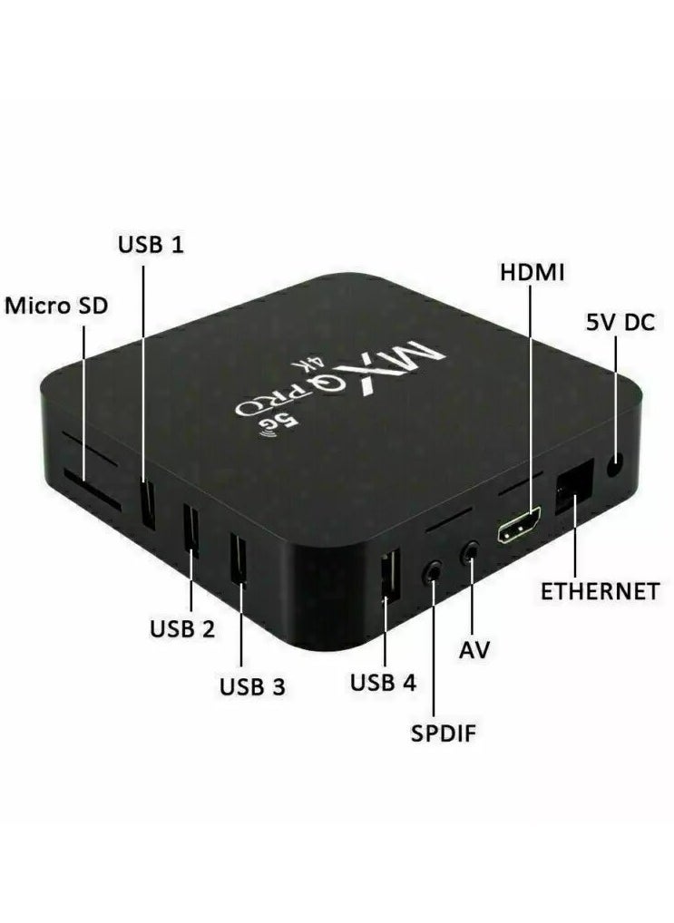 ELTRAZONE - MXQ Pro 4K Android 10.0 Smart TV Box – Ultra HD 64Bit Media Player with 5G Dual-Band WiFi, Quad-Core Processor, HDMI Output, USB & AV Support – High-Speed Home Entertainment Streaming Device for YouTube, Netflix & More - Image 1