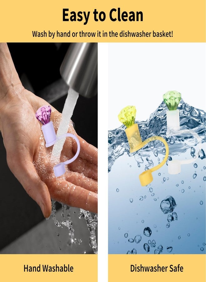 وولاين مجموعة أغطية شفاطات ماسية من والين، 6 قطع، 6 ألوان، سيليكون، قابلة لإعادة الاستخدام، أغطية شفاطات لامعة وملونة، 10 مم/0.4 بوصة، واقيات لأكواب سعة 30/40 أونصة. - Image 4