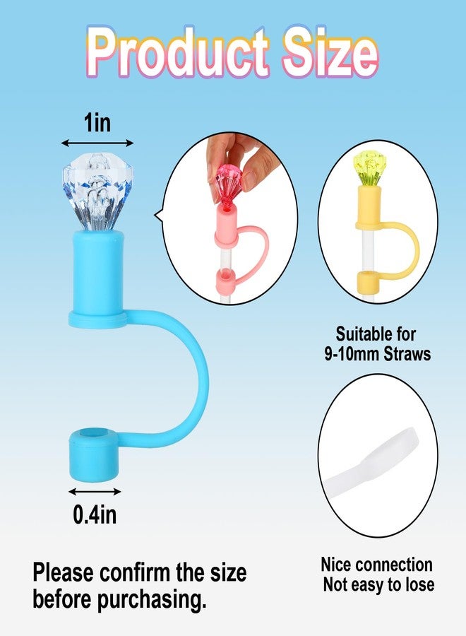 وولاين مجموعة أغطية شفاطات ماسية من والين، 6 قطع، 6 ألوان، سيليكون، قابلة لإعادة الاستخدام، أغطية شفاطات لامعة وملونة، 10 مم/0.4 بوصة، واقيات لأكواب سعة 30/40 أونصة. - Image 2