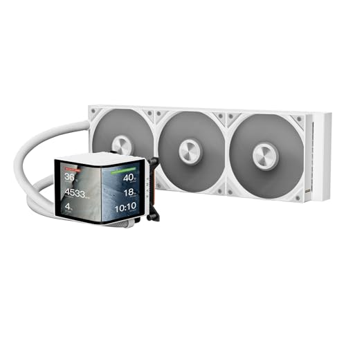 TRYX Panorama 360 White 360mm AIO 667 AMOLED Curved Screen 3D Anamorphic Effect Customizable AIO Cooler 360mm Asetek 8th Gen V2 320w TDP PogoPin Performance Fan Intel LGA 18511700 AMD AM5AM4 - Image 1