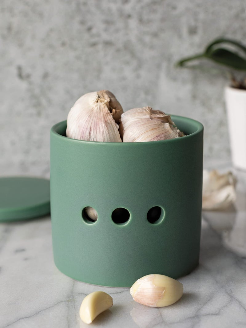 Now Designs Garlic Keeper, Matte Elm Green - Image 2